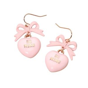 Pink Heart Bow Earrings